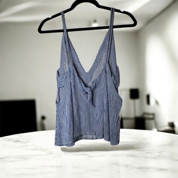 Lulu's Tank Top XS Blue White Stripes Stripe BowTie BRAND NEW Double Straps Wome - Picture 2 of 2
